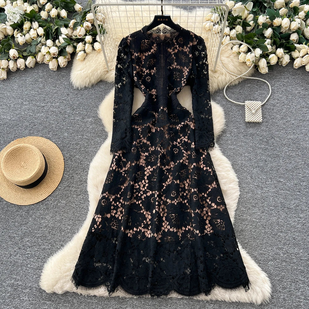 Crochet Lace Long Sleeve Fairy Dress