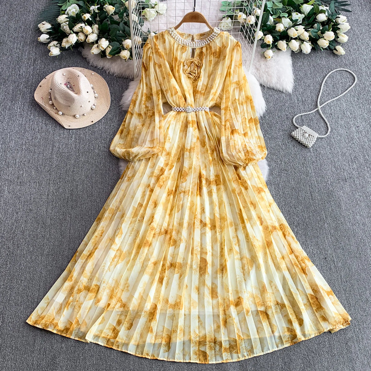 Beaded Print Vintage Dress