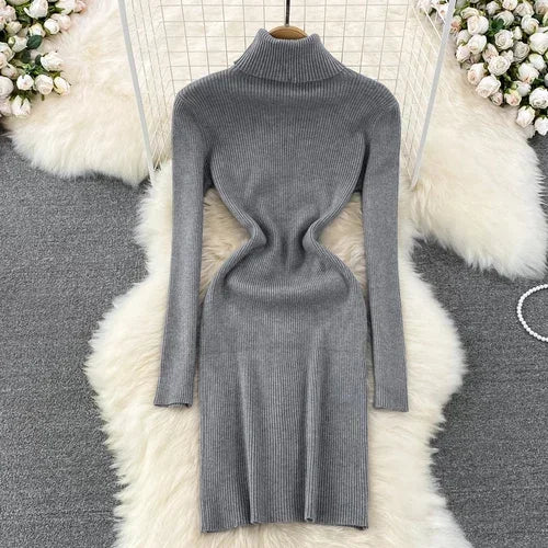 Turtleneck Knit Bodycon Pencil Dress