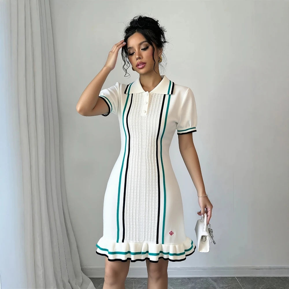 Ruffled Knit Mini Party Dress