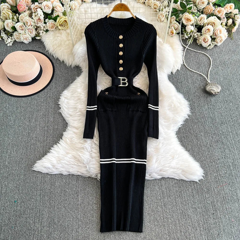 Black Knit Bodycon Maxi Dress