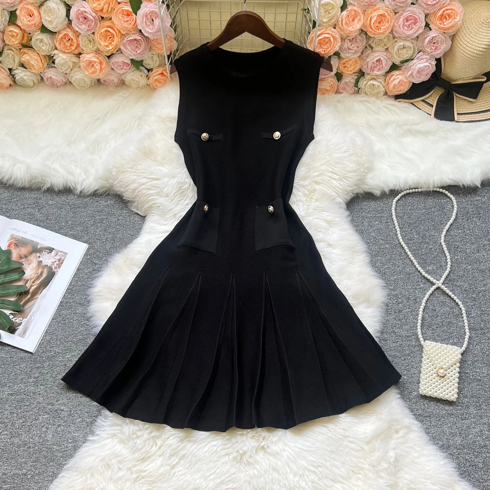 Pleated A-Line Mini Dress