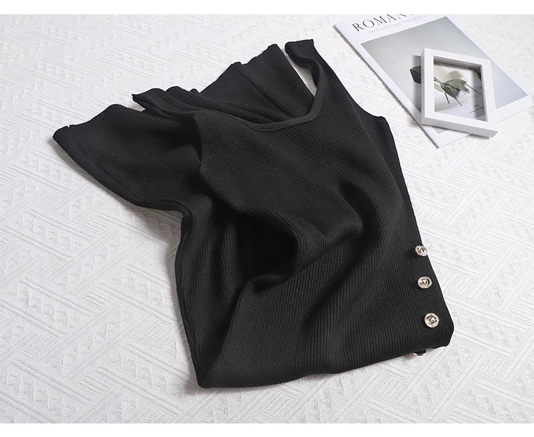Button Split Bodycon Maxi Tank Dress