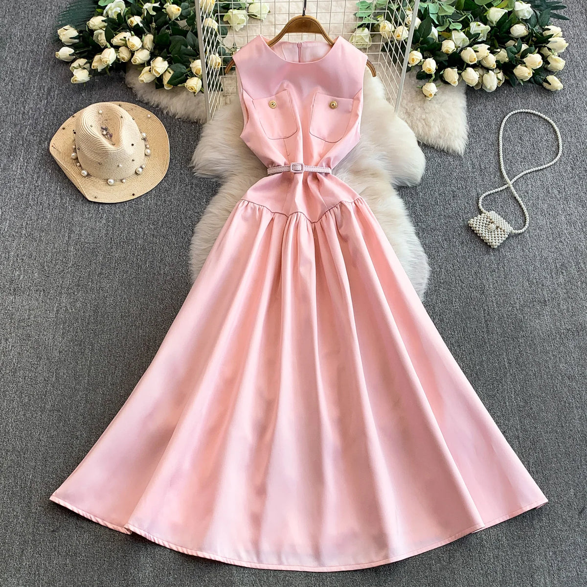 Sleeveless O-Neck A-Line Sundress