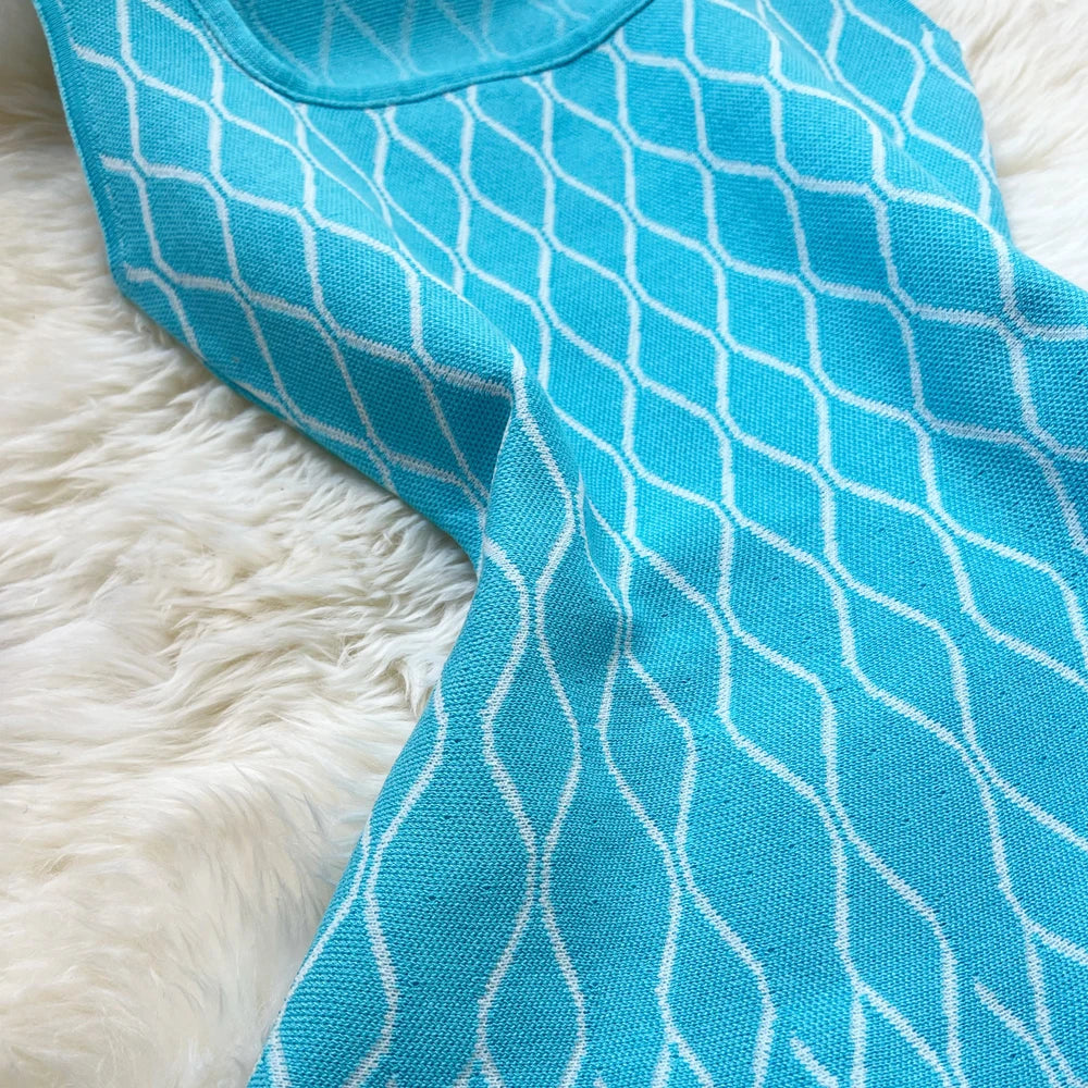 Geometric Knit A-Line Mini Dress