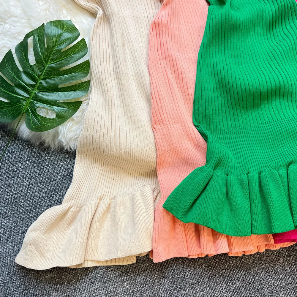 Ruffled Stretch Knit Mini Dress