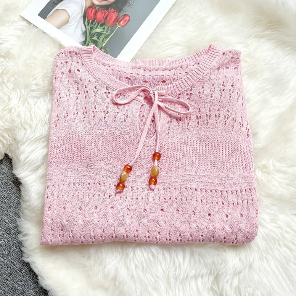 Hollow Out Knit Pullover Sweater