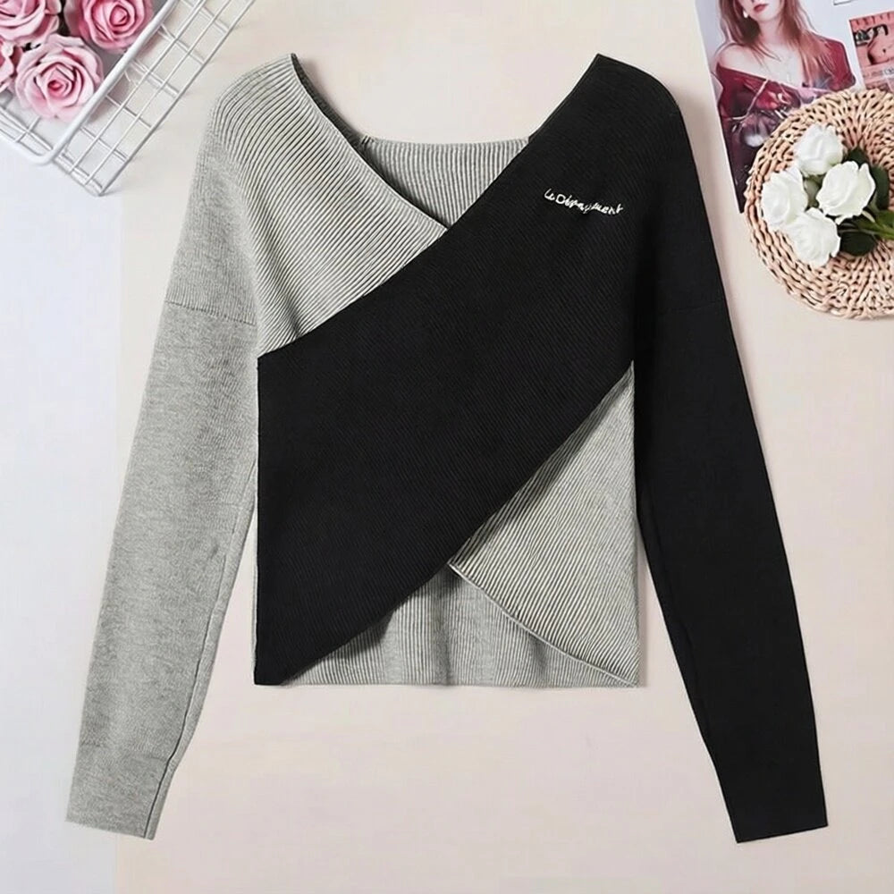 V-Neck Knit Crop Top