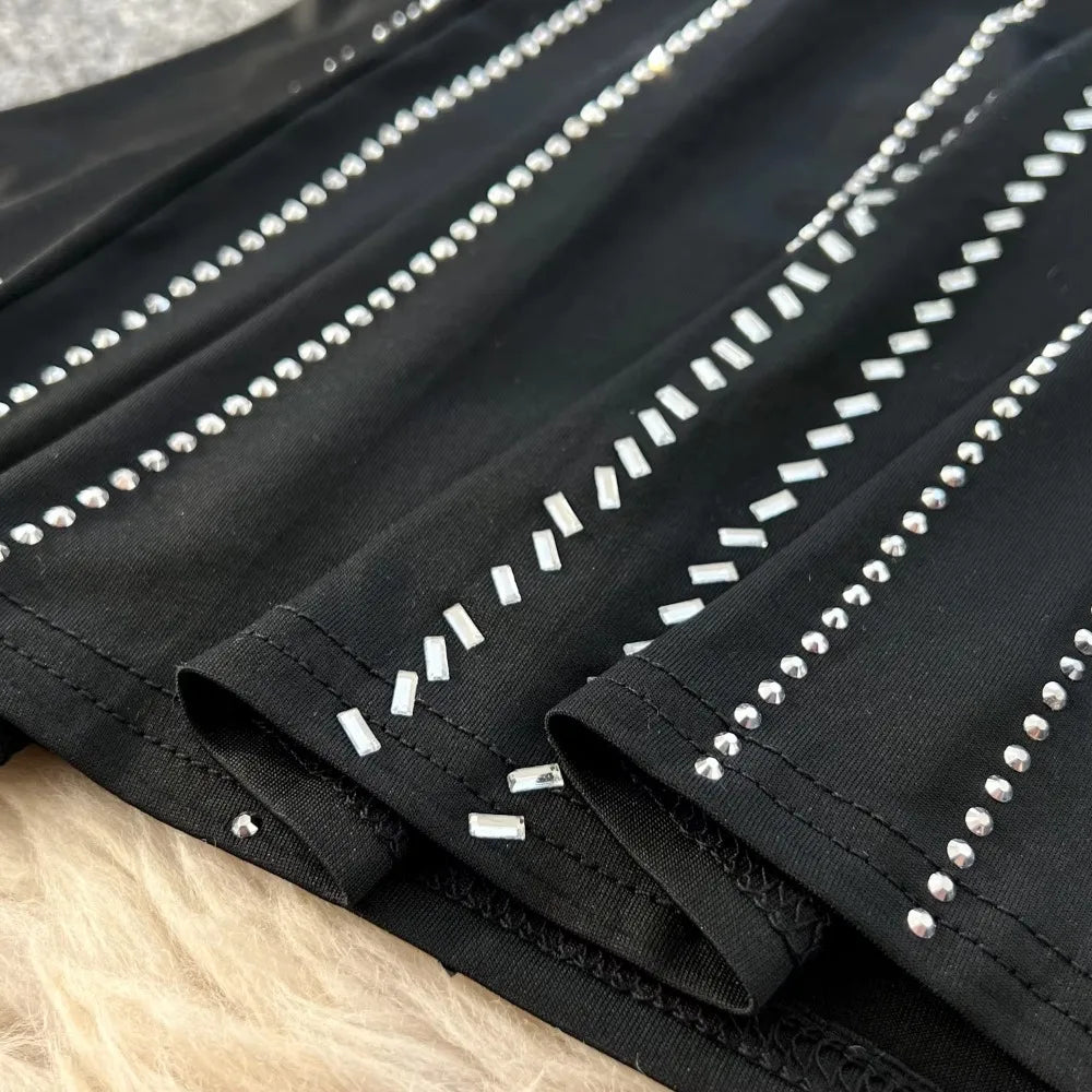 Embroidered Beaded Diagonal Shoulder Long Dress