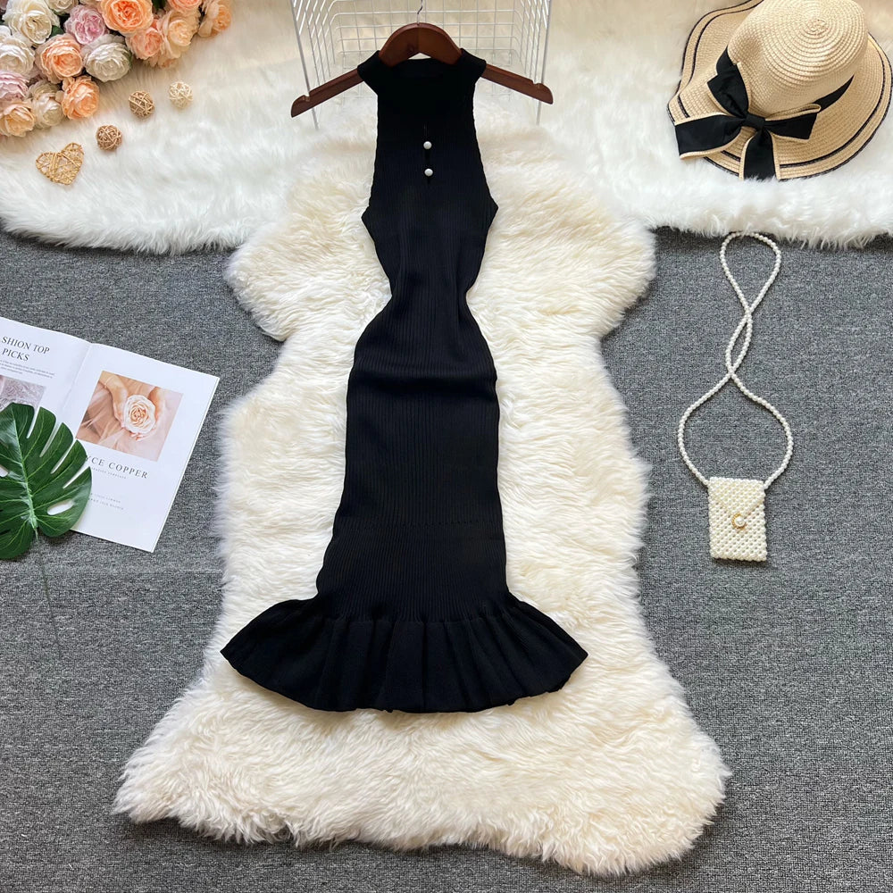 Ruffled Knit Bodycon Party Dress