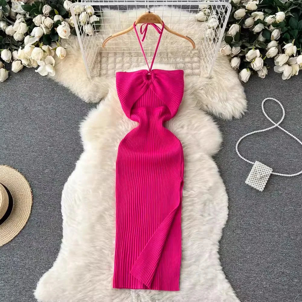 Split Knit Bodycon Summer Dress