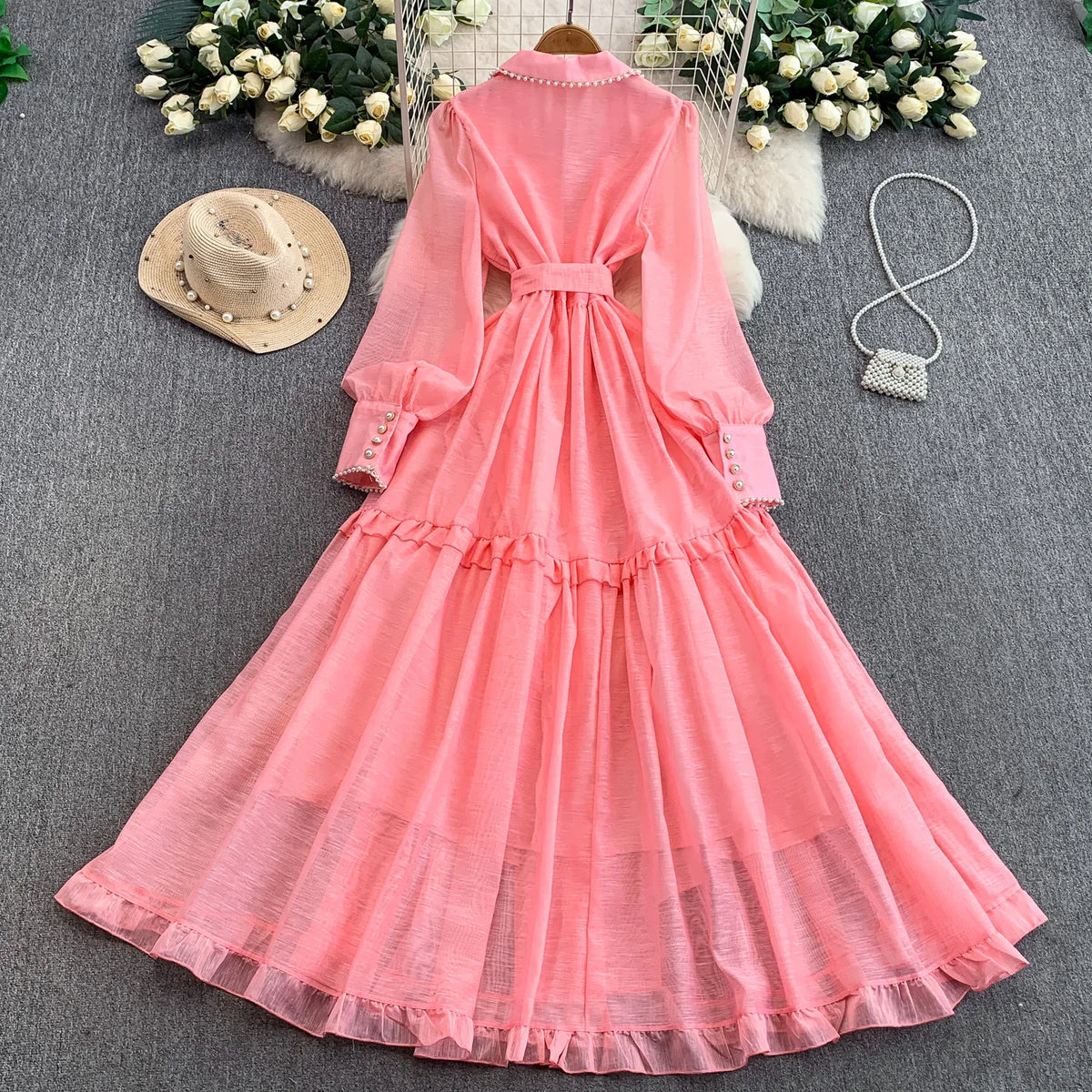 Solid Notched Neck A-Line Dress