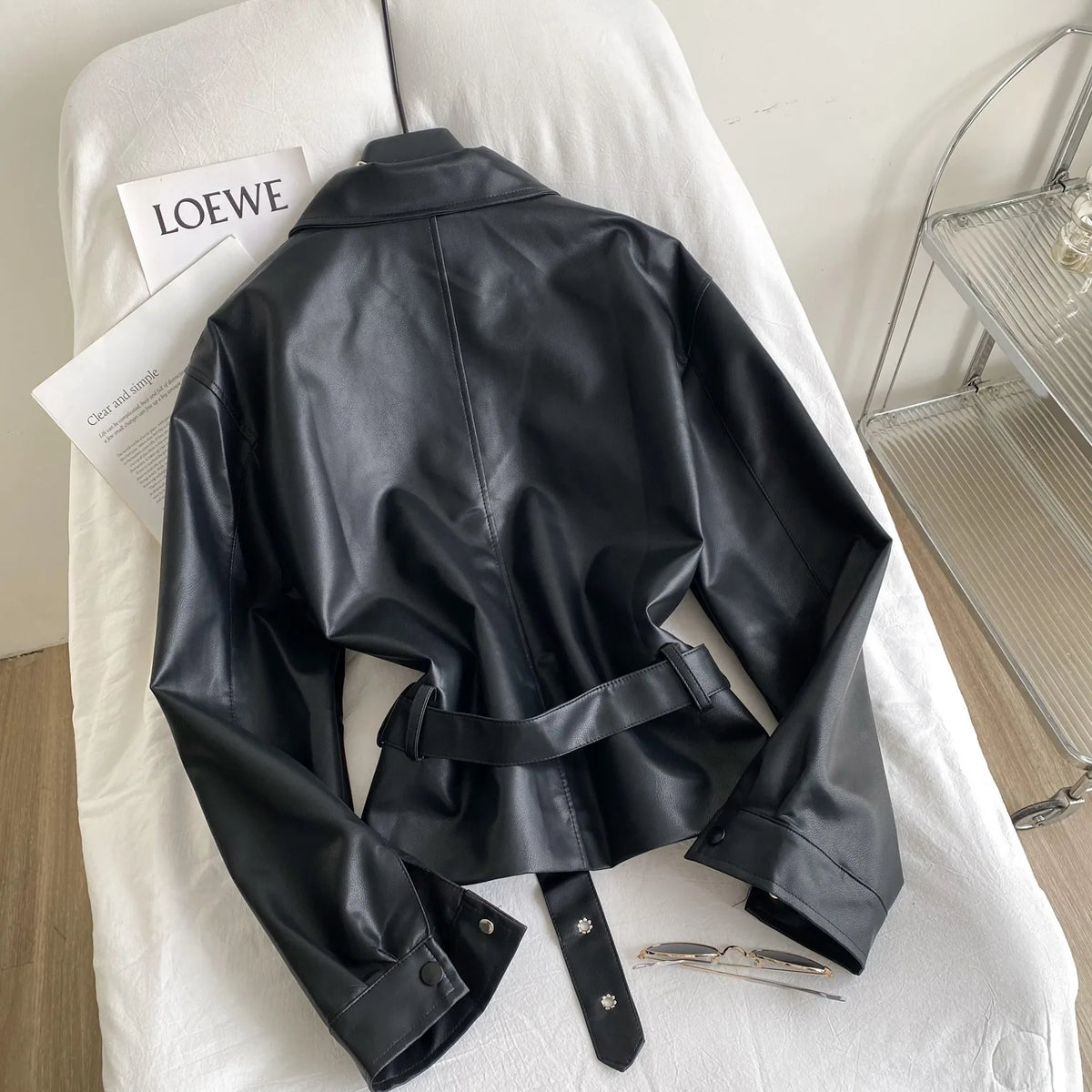 Belted Faux Leather Jacket