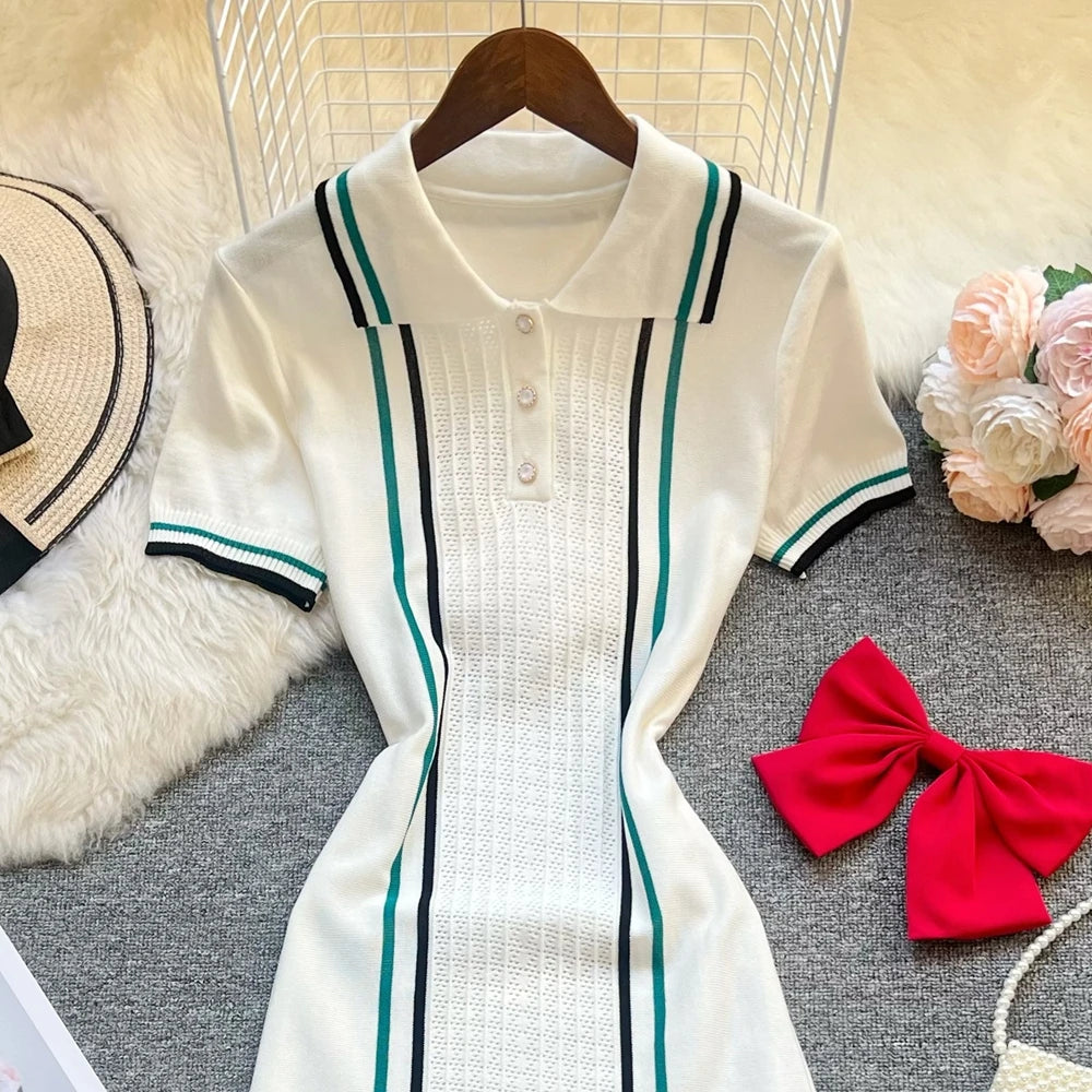 Sporty Ruffled Knit Mini Dress