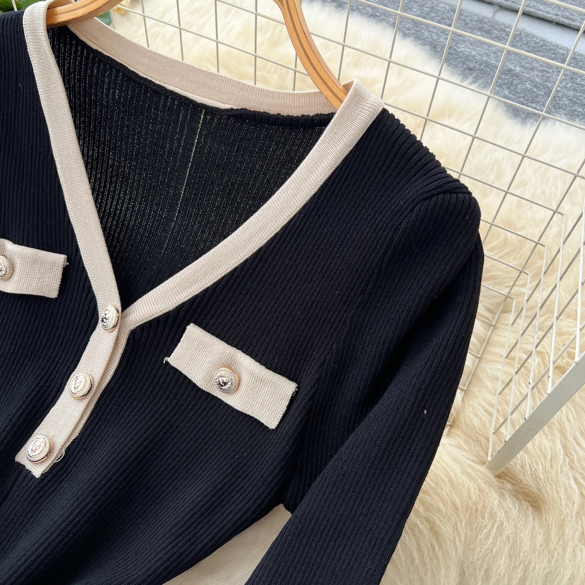 Patchwork Knit Long Sleeve Pencil Dress
