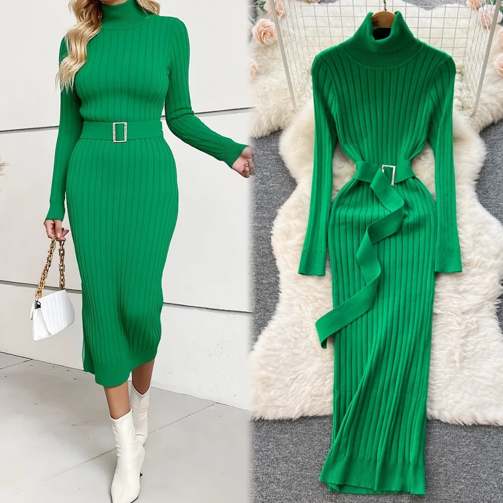 Ribbed Knit Bodycon Maxi Sweater Dress