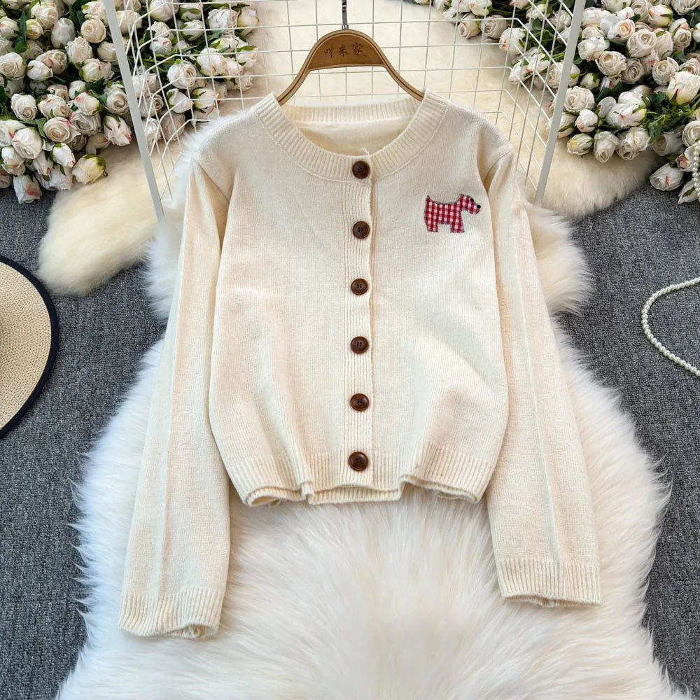 Puppy Patch Knit Cardigan