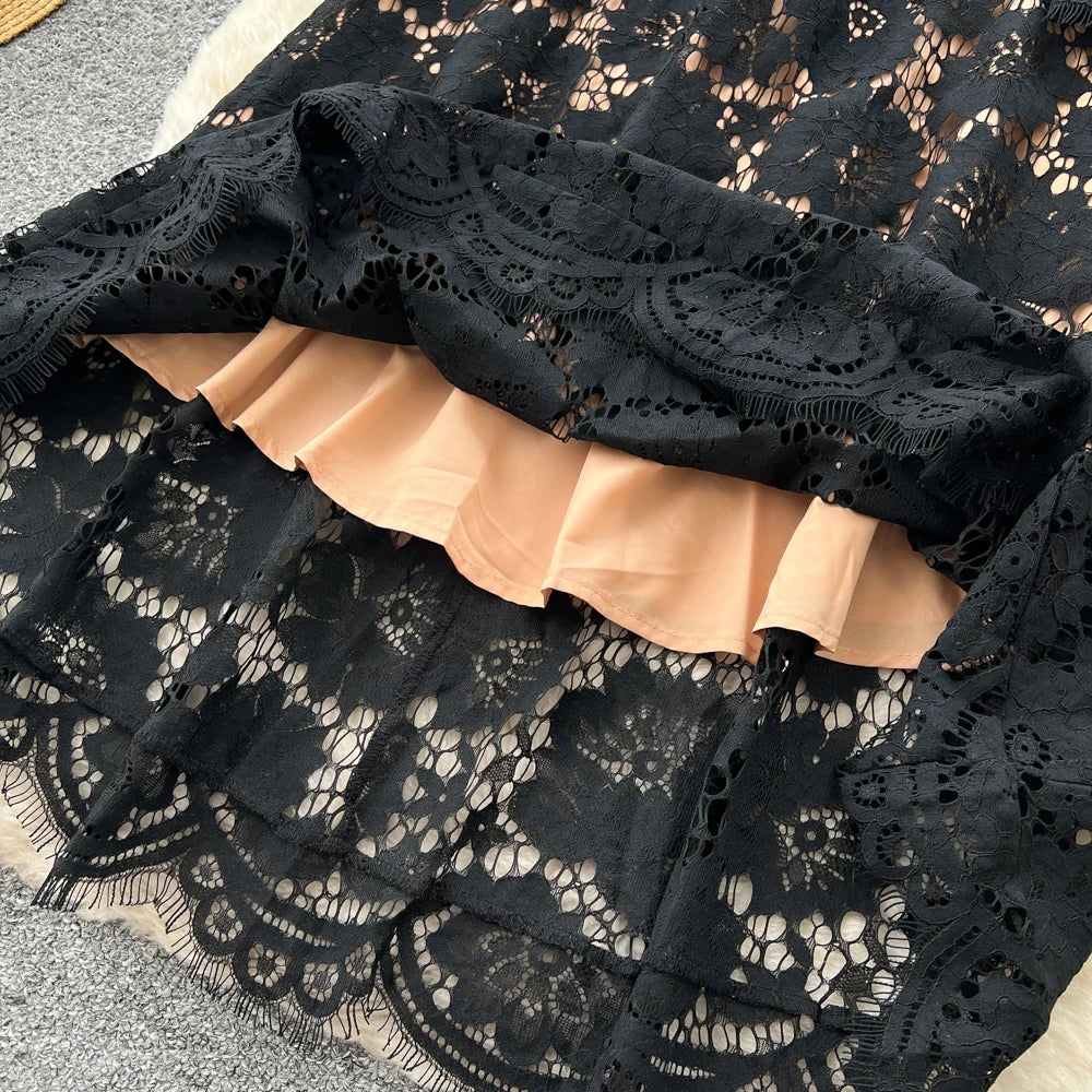 Crochet Lace Long Sleeve Fairy Dress