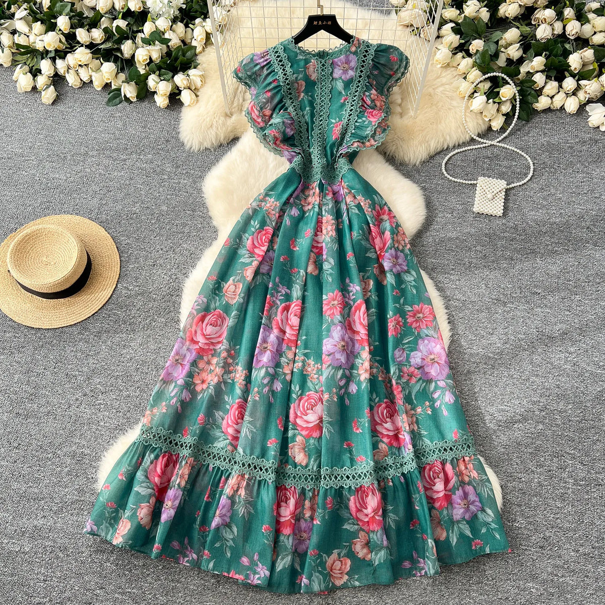 Off-Shoulder Sleeveless Spliced Dress