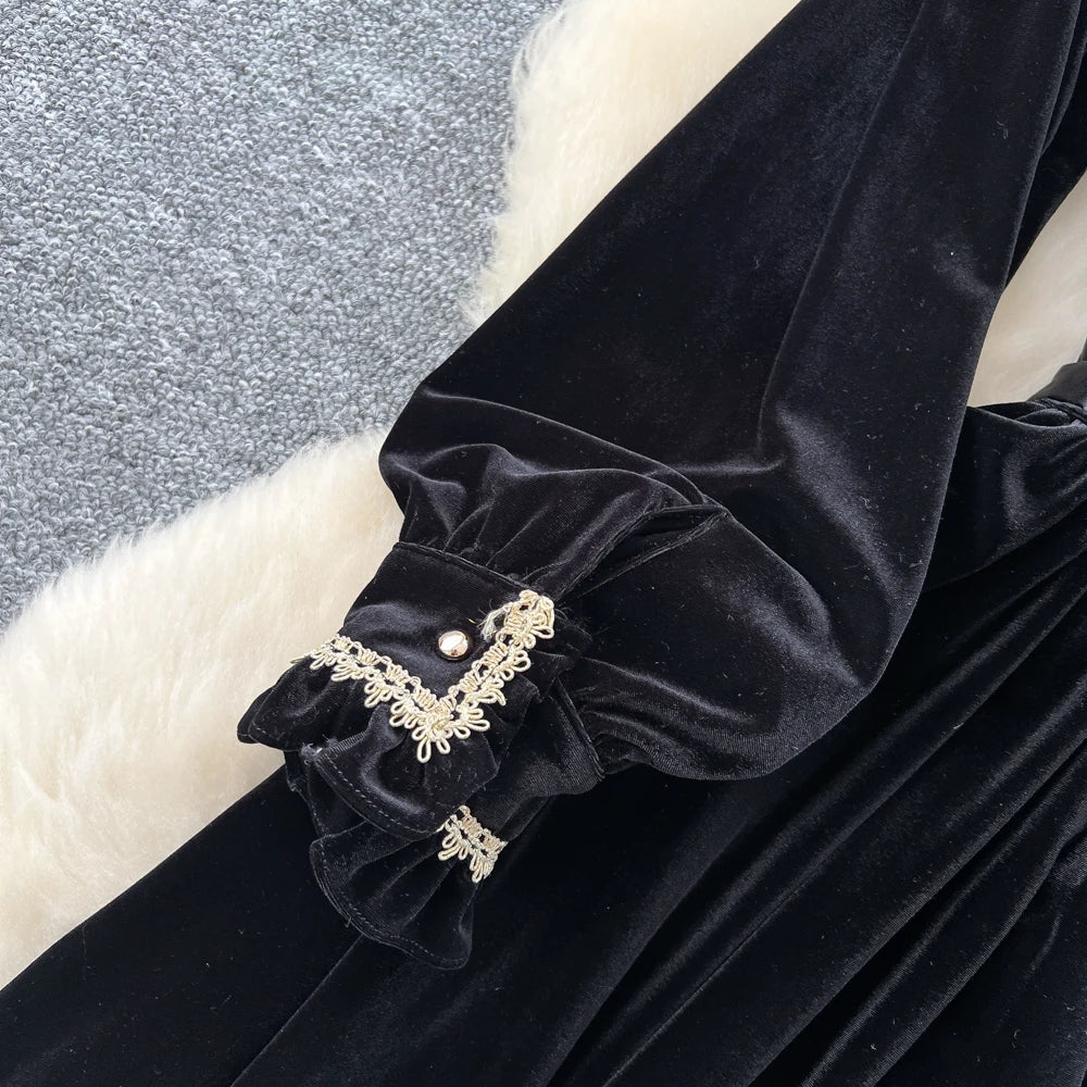 Velour Long Sleeve Slim Dress