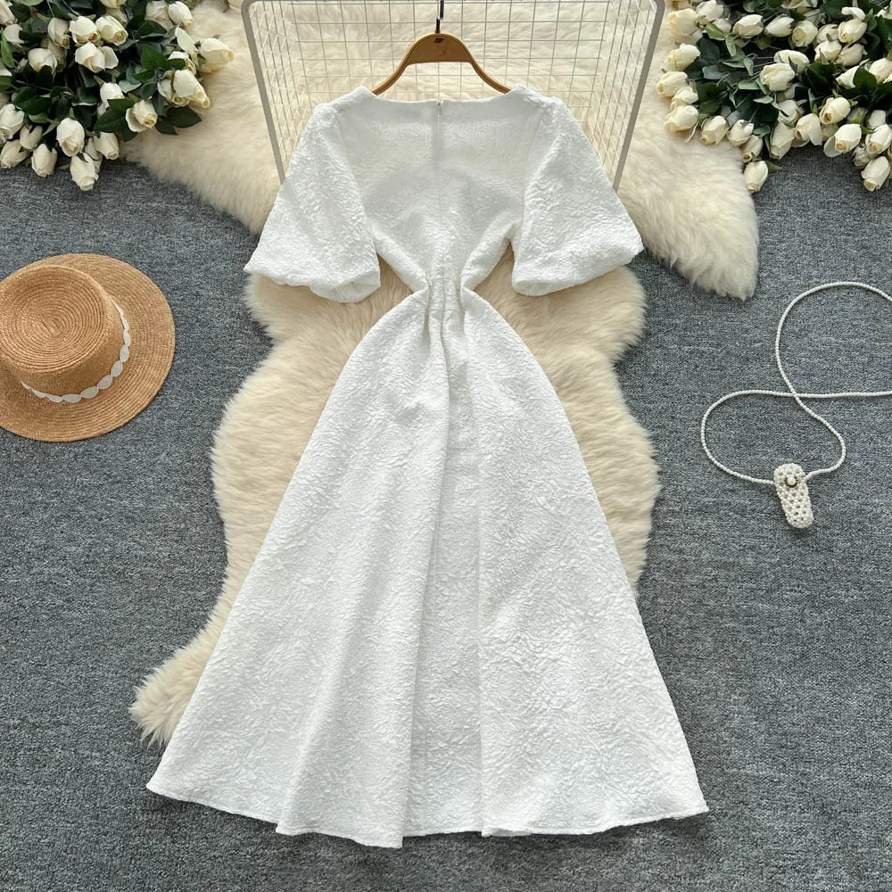 Print Puff Sleeve Sculpted Beach Dress