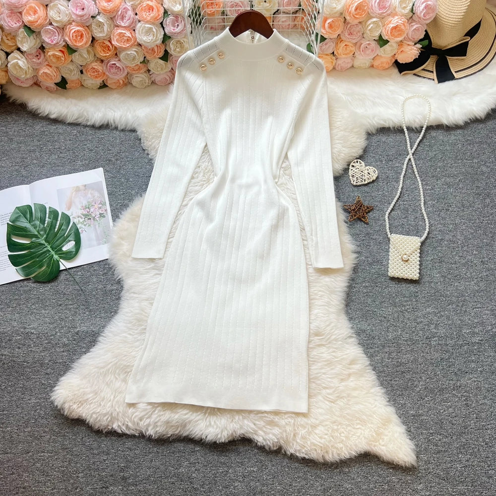 Black Vintage Knit Party Dress