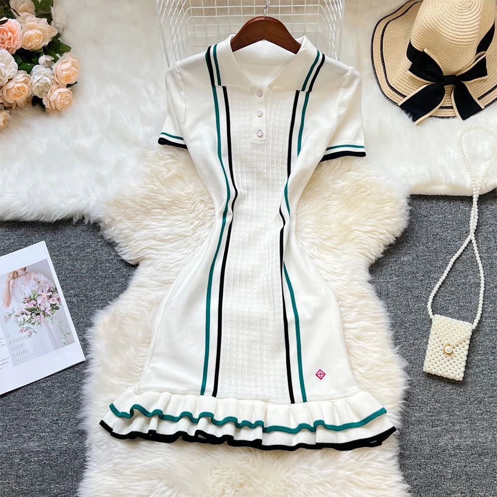 Ruffled Knit Bodycon Mini Dress