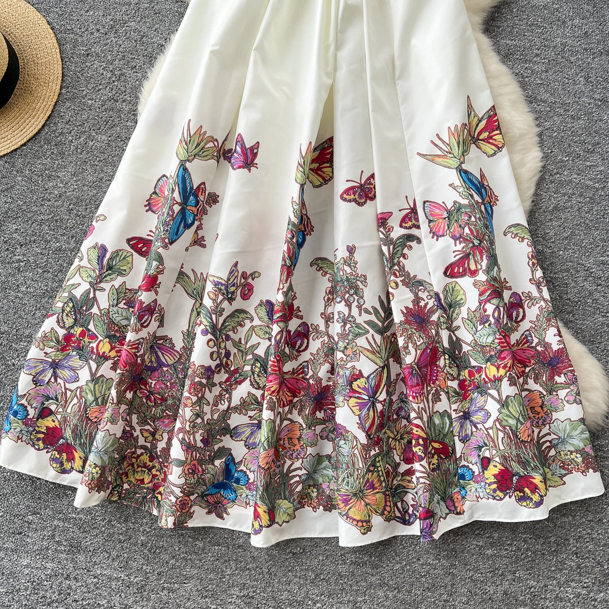 Print Square Neck Backless Dress