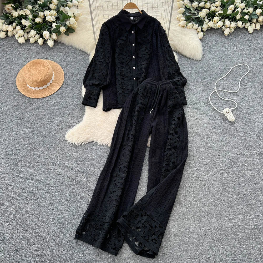 Lace Top and Pants Set