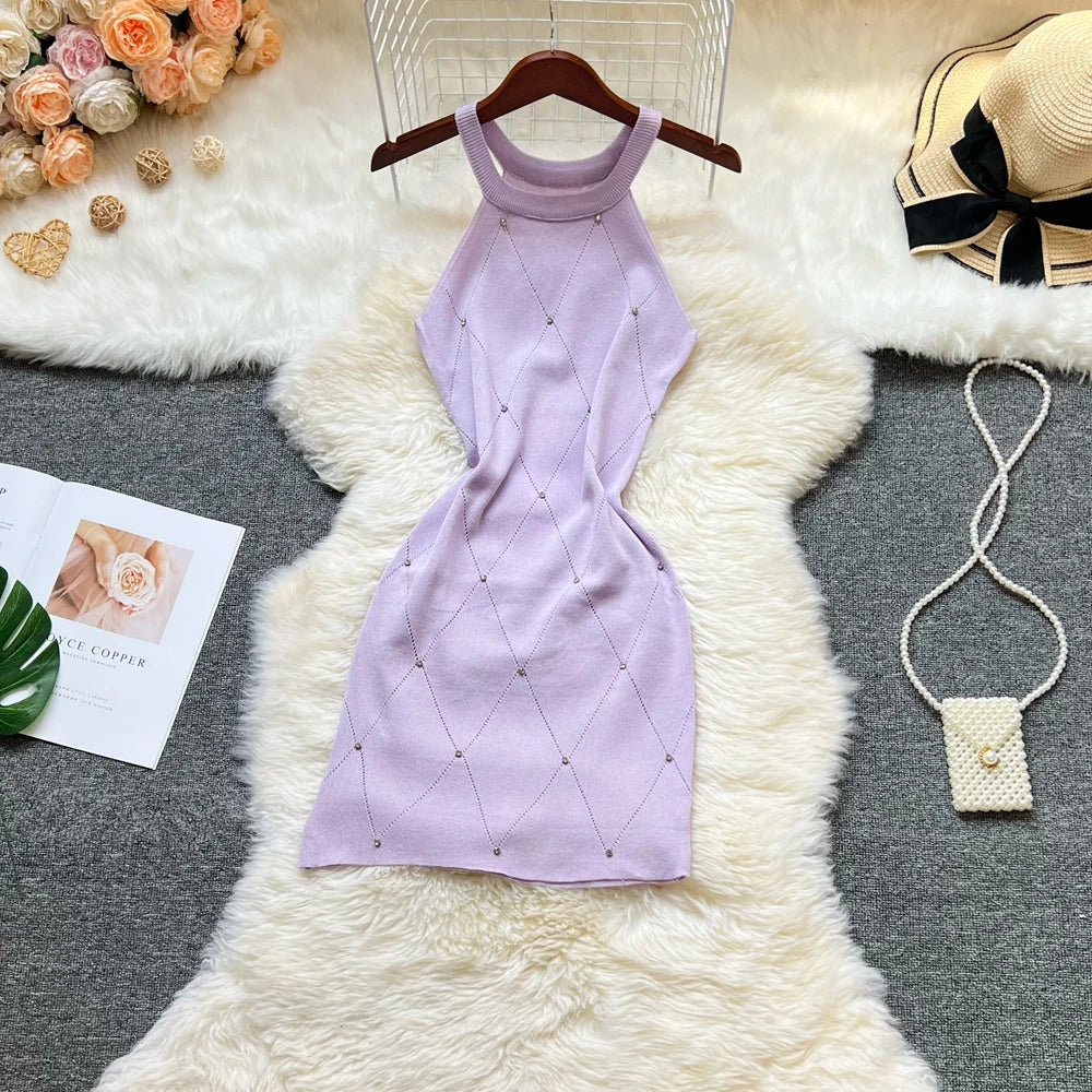 Rhinestone Knit Bodycon Mini Dress