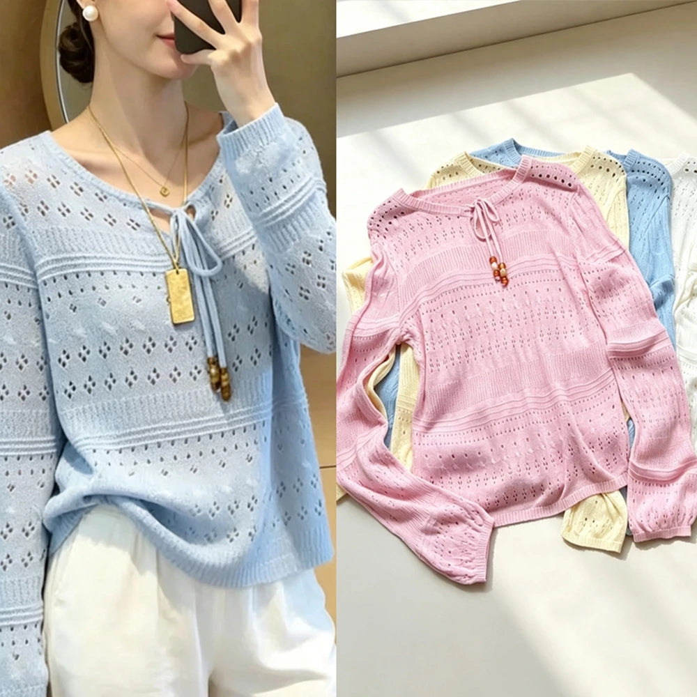 Hollow Out Knit Pullover Sweater