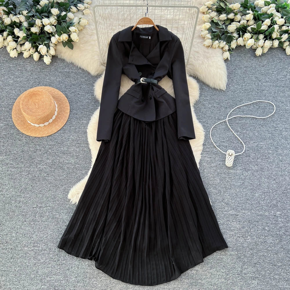 Button Paneled Long Sleeve Maxi Dress
