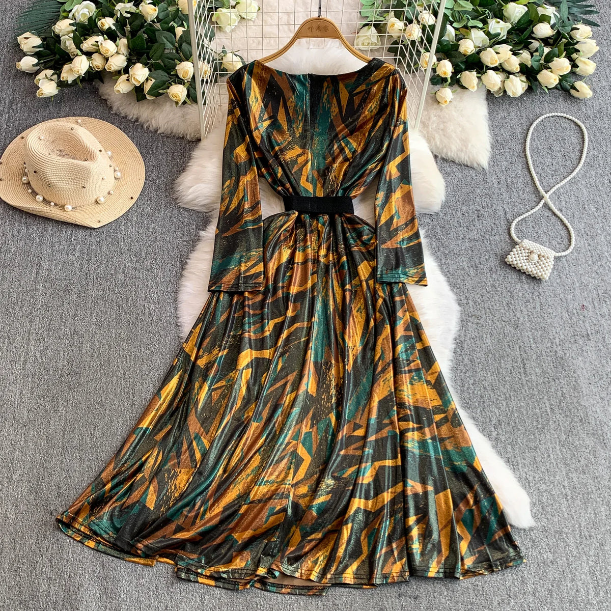 Chiffon Print Slim Boho Dress