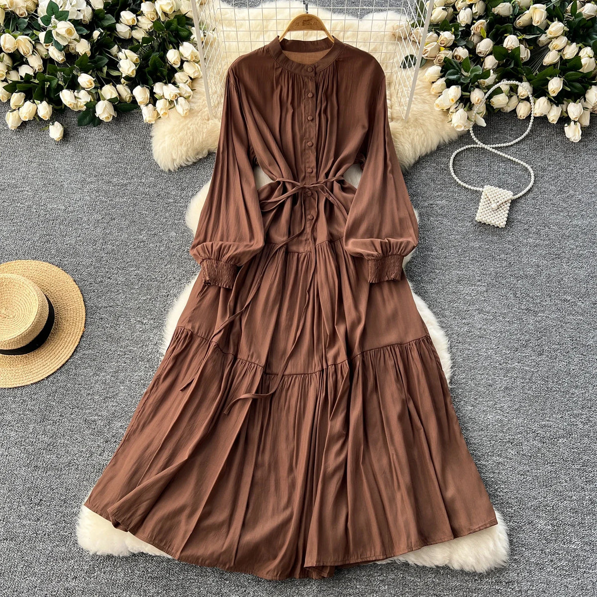 Loose Button Front A-Line Beach Dress