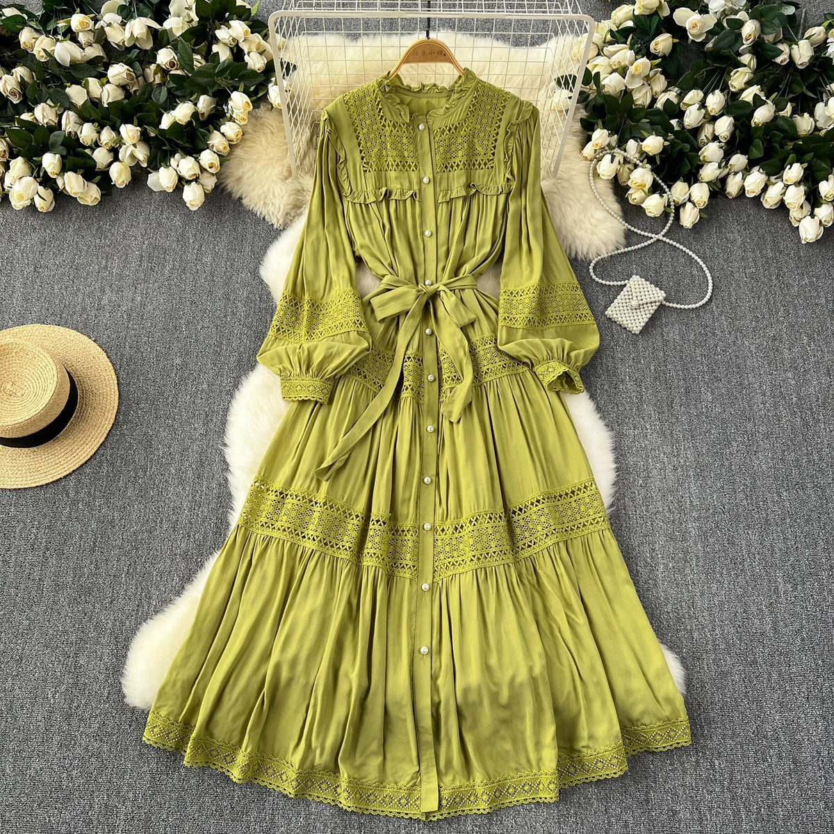Lace Patchwork Bandage A-Line Dress