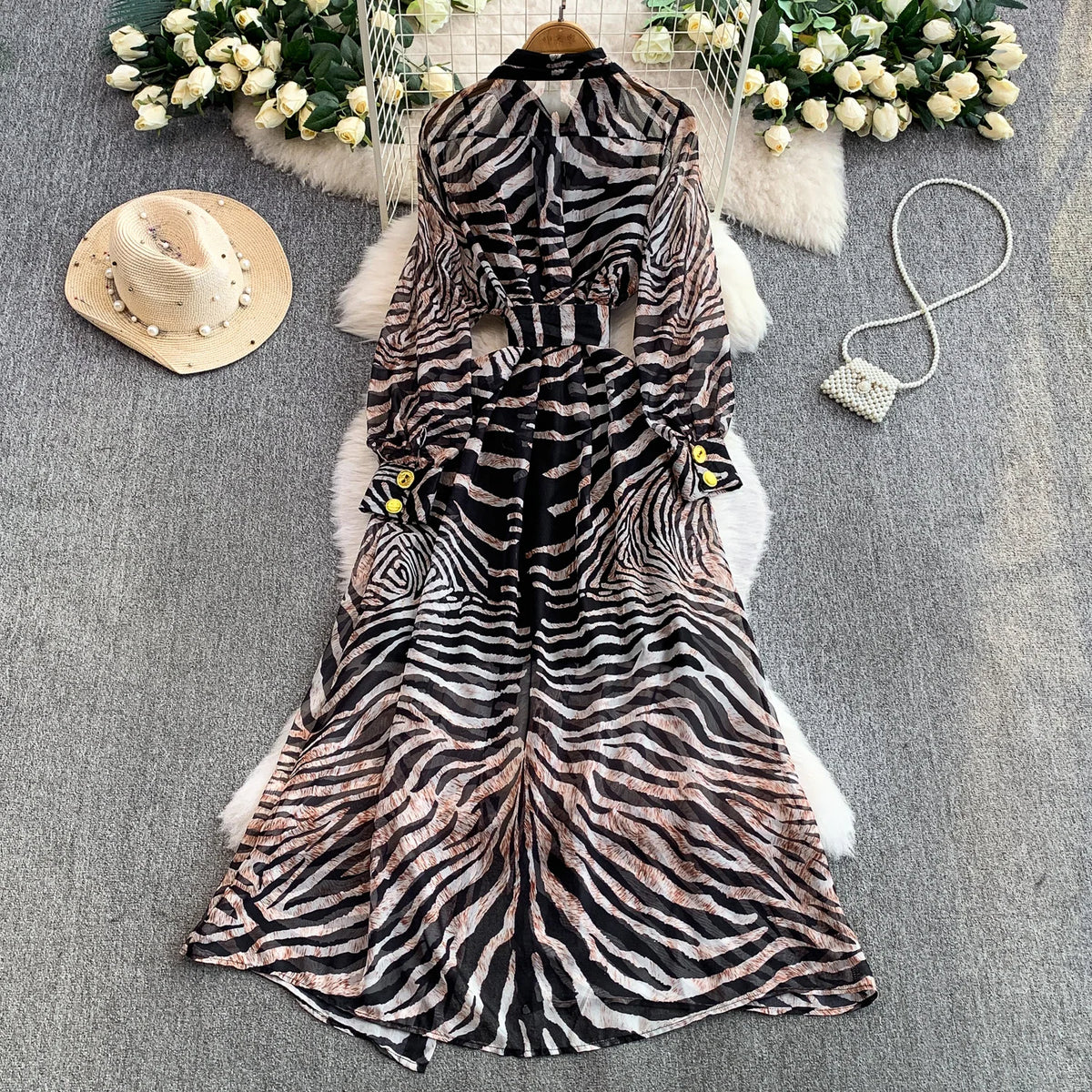 Collared Print Wrap Dress