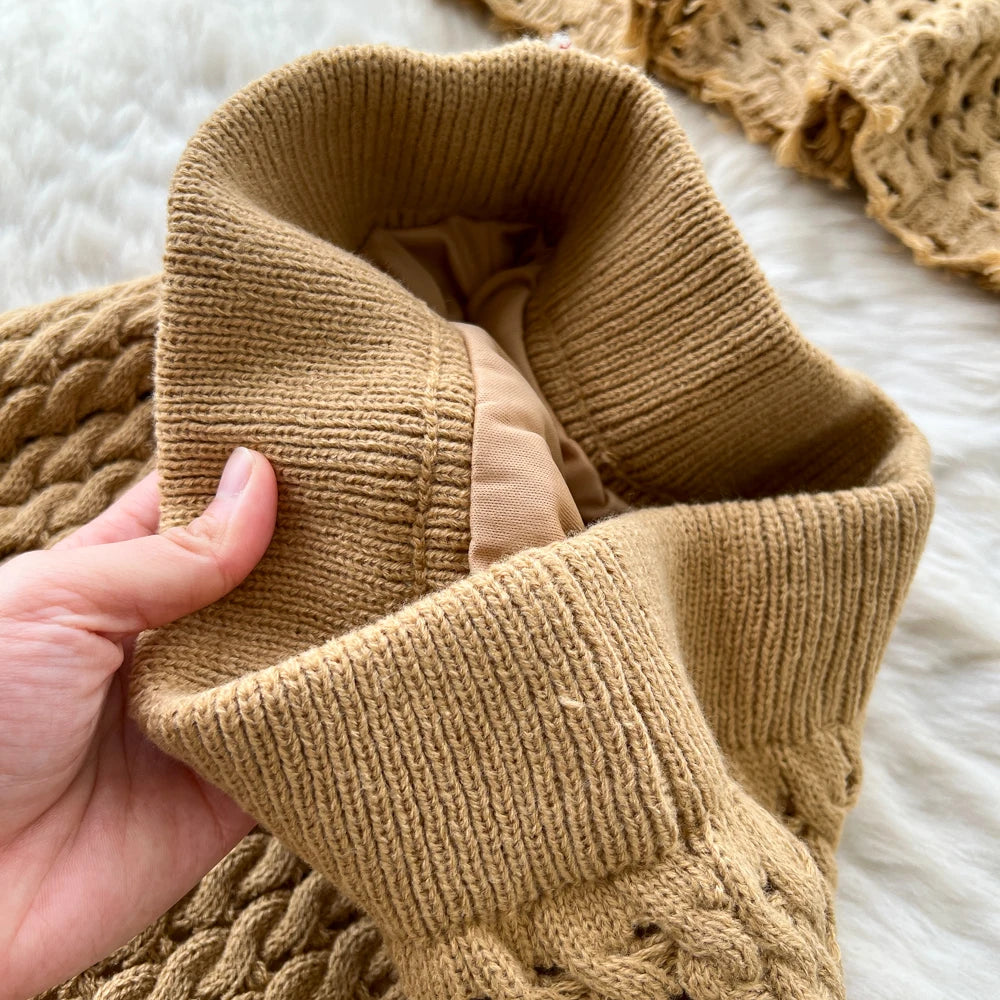 Knit Cutout Long Sleeve Two Piece Set
