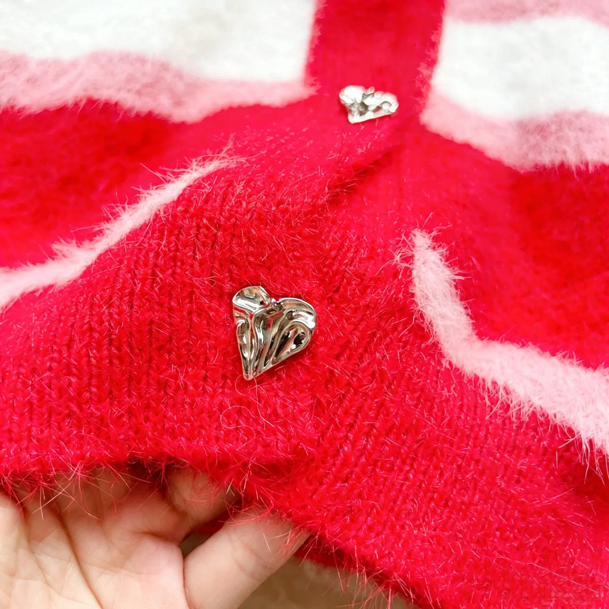 Striped Button-Up Knit Cardigan