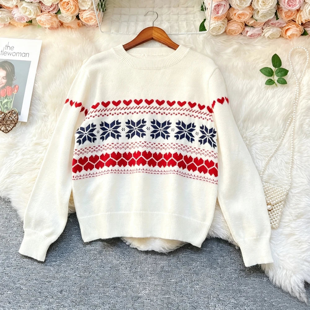Vintage Jacquard Knit Pullover Sweater
