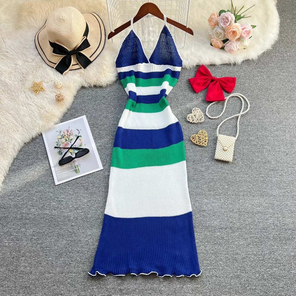 Knit Bodycon Maxi Summer Party Dress