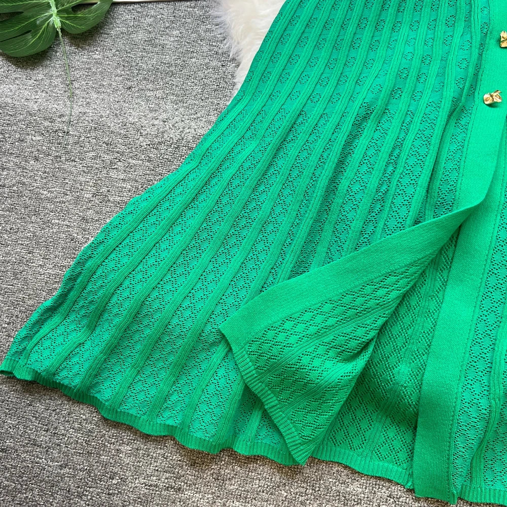 Ruffle Knit Bodycon Maxi Dress