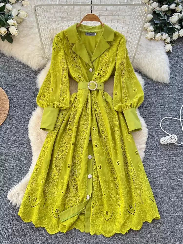 Collared Long Sleeve Maxi Dress