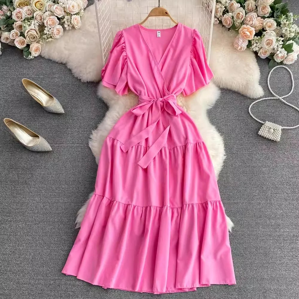 Vintage Sash Tie Maxi Dress
