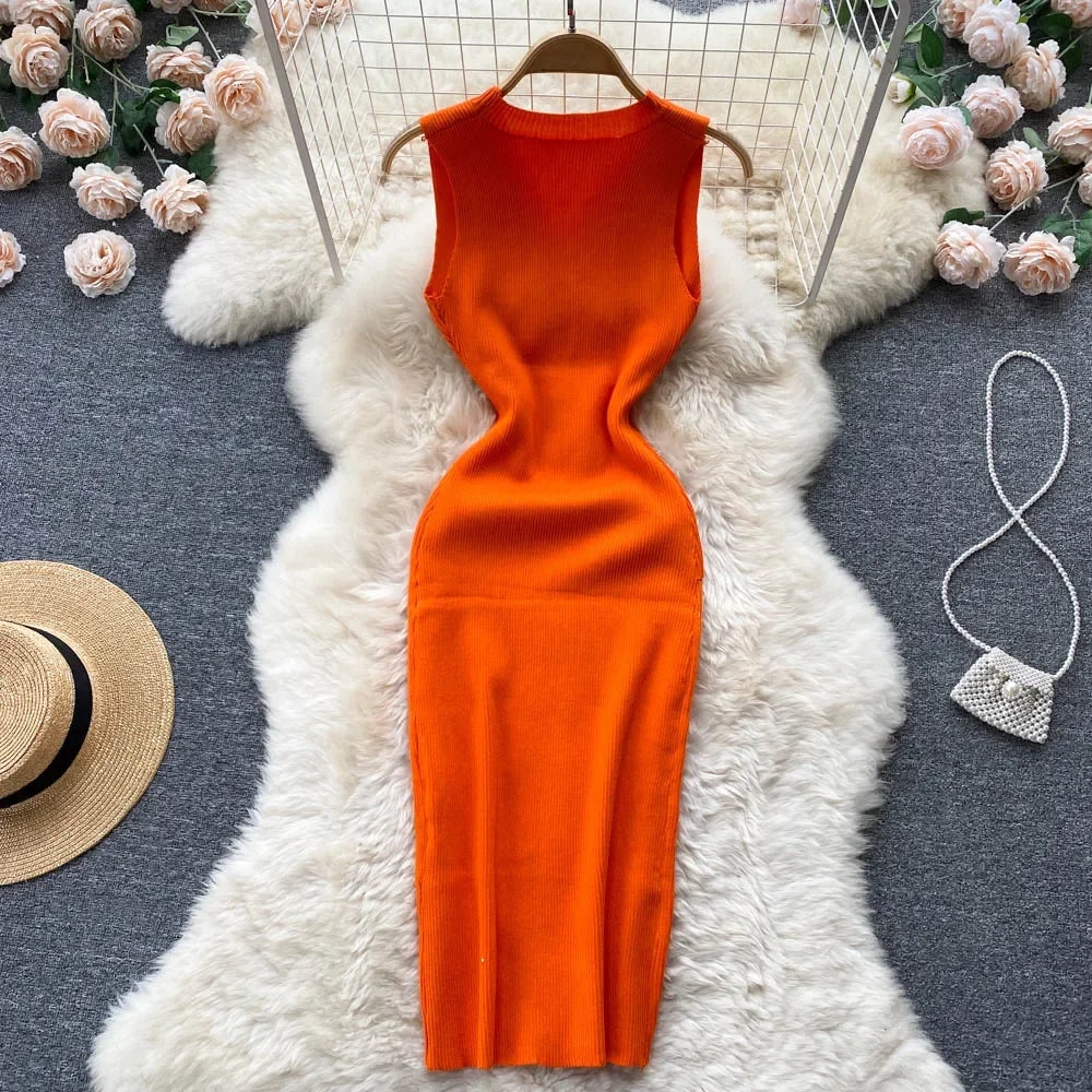 Rhinestone Knit Bodycon Sweater Dress