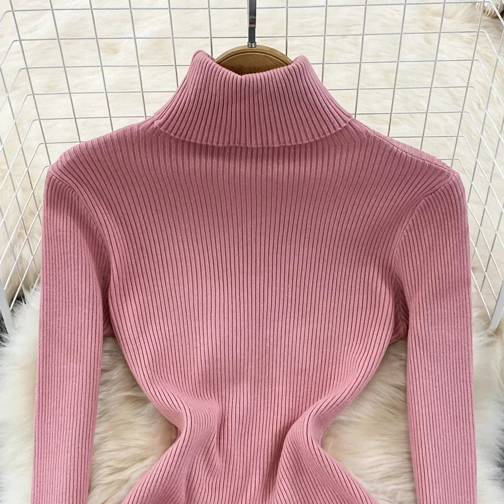 Turtleneck Knit Bodycon Pencil Dress