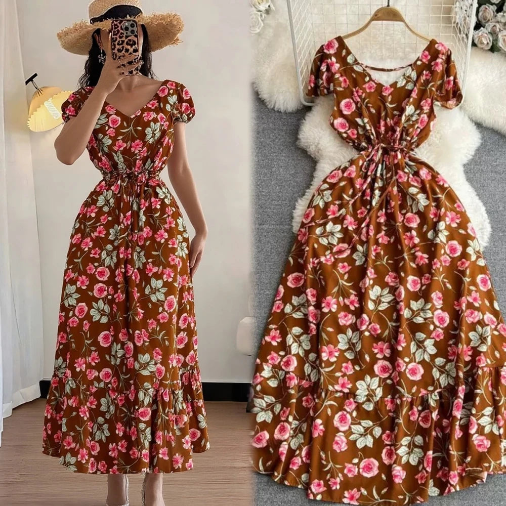 Floral A-Line Boho Maxi Dress