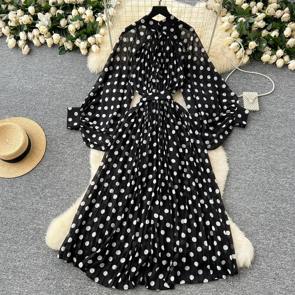 Print Bow Flare Sleeve Maxi Dress