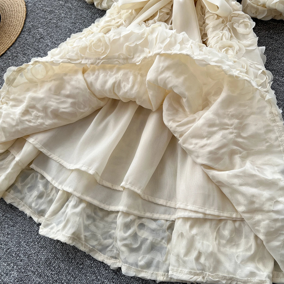 Floral Lace-Up Short Sleeve Party Dress