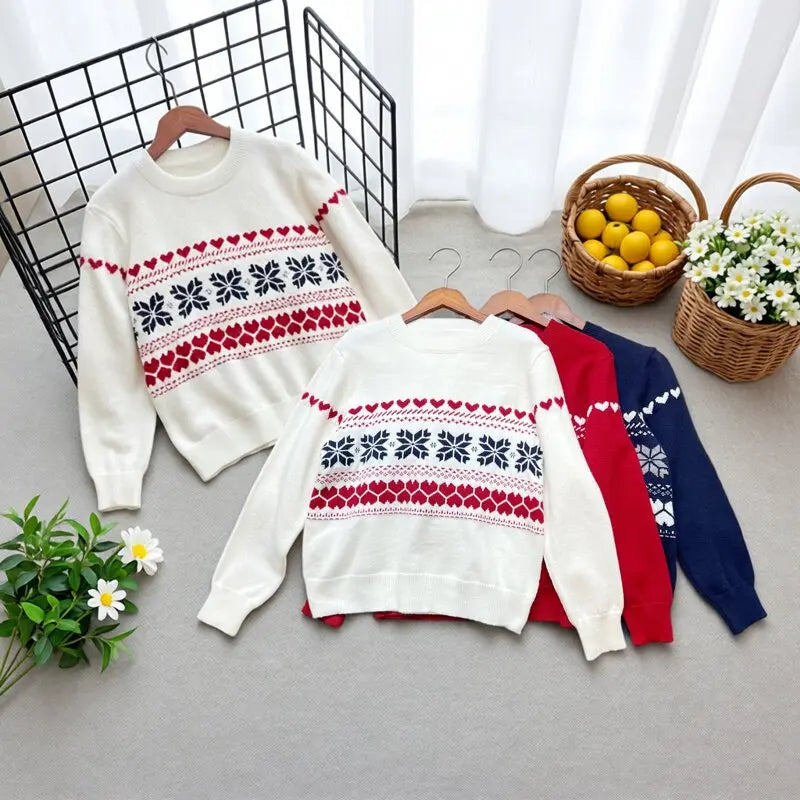 Vintage Jacquard Knit Pullover Sweater