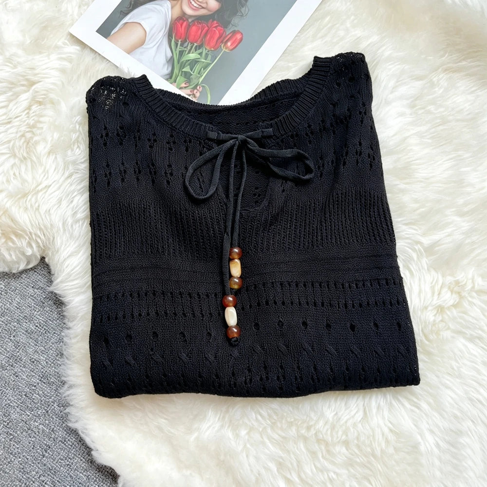 Hollow Out Knit Pullover Sweater
